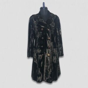 Hens & Kelly vintage 70s Jackie O Peacoat Faux Fur Double-breasted Brown sz M
